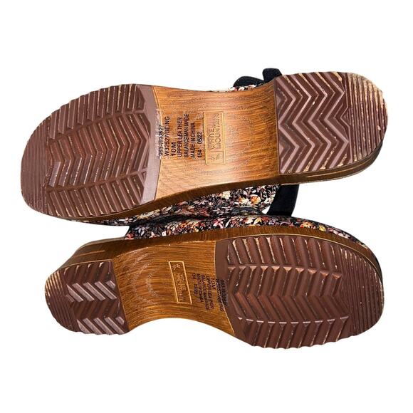 White Mountain 10 M leather uppers black floral platform adj back strap clog - Picture 10 of 10